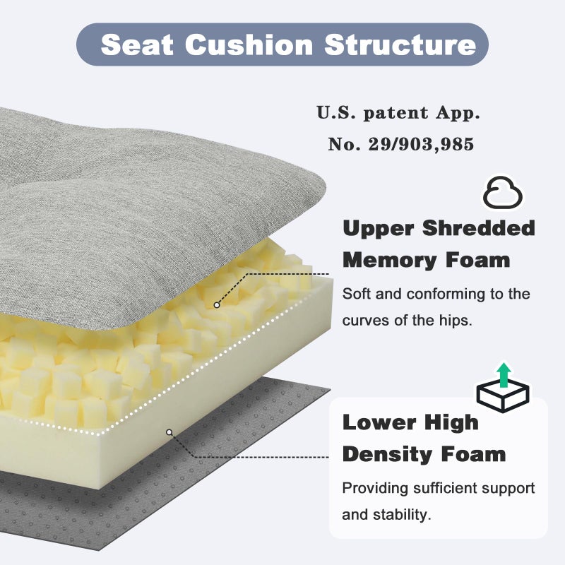 baibu 36 Inch Dual-Layer Patent Design Memory Foam Bench Cushion, Non-Slip Indoor Bench Cushion Standard Size Foam Pad with Machine Washable Cover (Grey, 36x15x3in) - Image 2